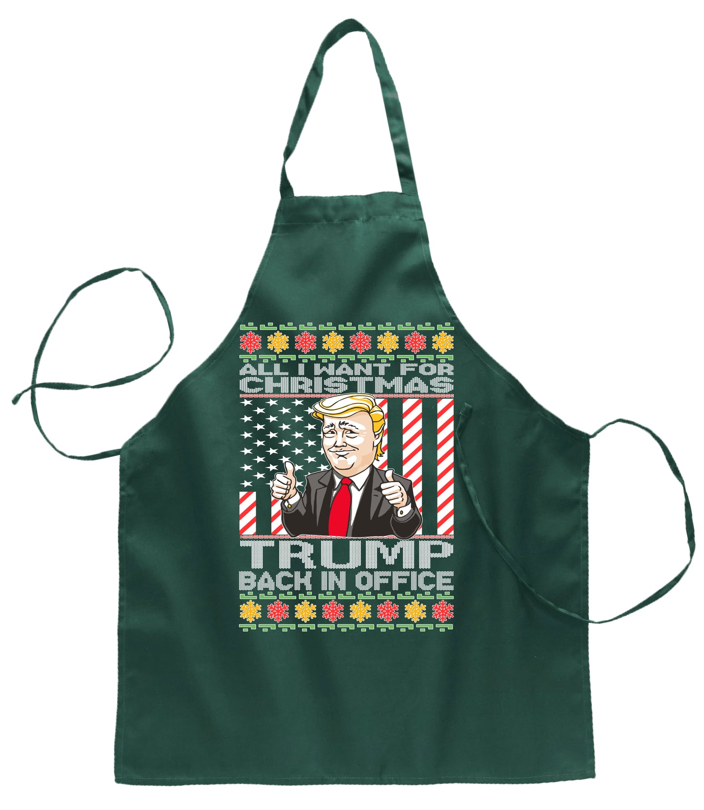 All I Want for Christmas is Trump Back in Office Ugly Christmas Sweater Ugly Christmas Butcher Graphic Apron for Kitchen BBQ Grilling Cooking