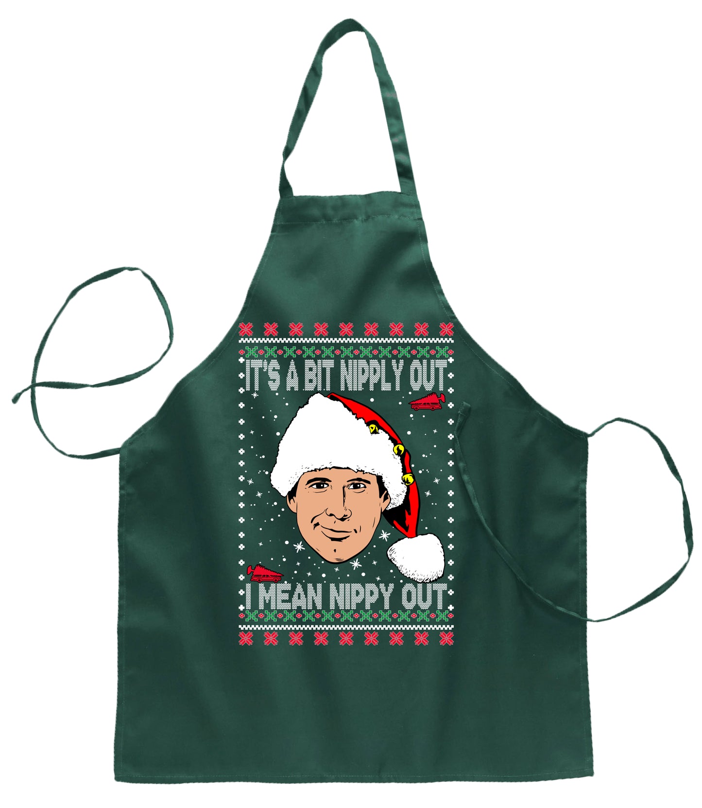 Clark Grizwald It's A Bit Nipply Out Ugly Christmas Sweater Ugly Christmas Butcher Graphic Apron for Kitchen BBQ Grilling Cooking