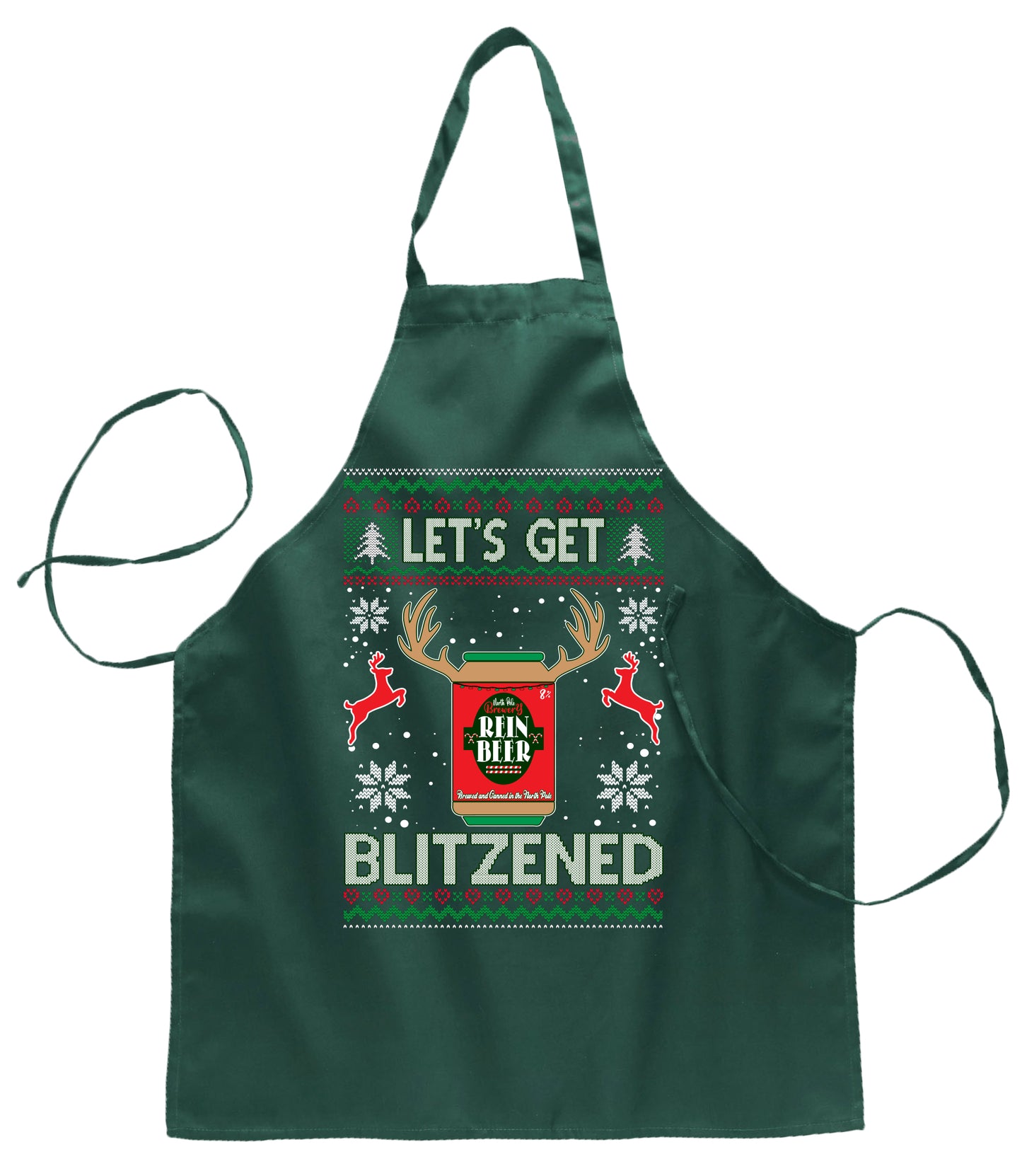 Ugly Ugly Christmas Let's Get Blitzened Rein Beer Ugly Christmas Sweater Ugly Christmas Butcher Graphic Apron for Kitchen BBQ Grilling Cooking