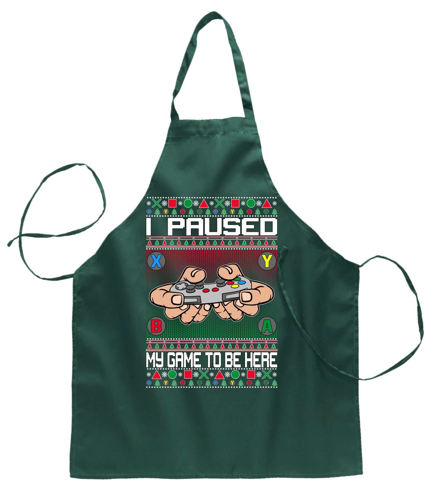 I Paused My Game to Be Here Ugly Christmas Sweater Ugly Christmas Butcher Graphic Apron for Kitchen BBQ Grilling Cooking