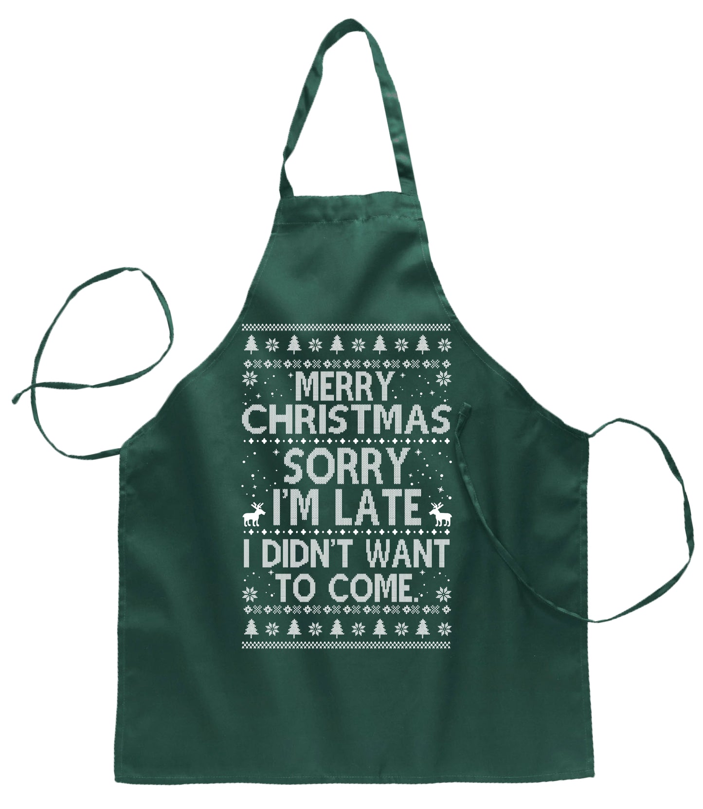 Ugly Ugly Christmas Merry Xmas Sorry I'm Late I Didn't Want to Come for Kitchen Cooking Ugly Christmas Sweater Ugly Christmas Butcher Graphic Apron for Kitchen BBQ Grilling Cooking