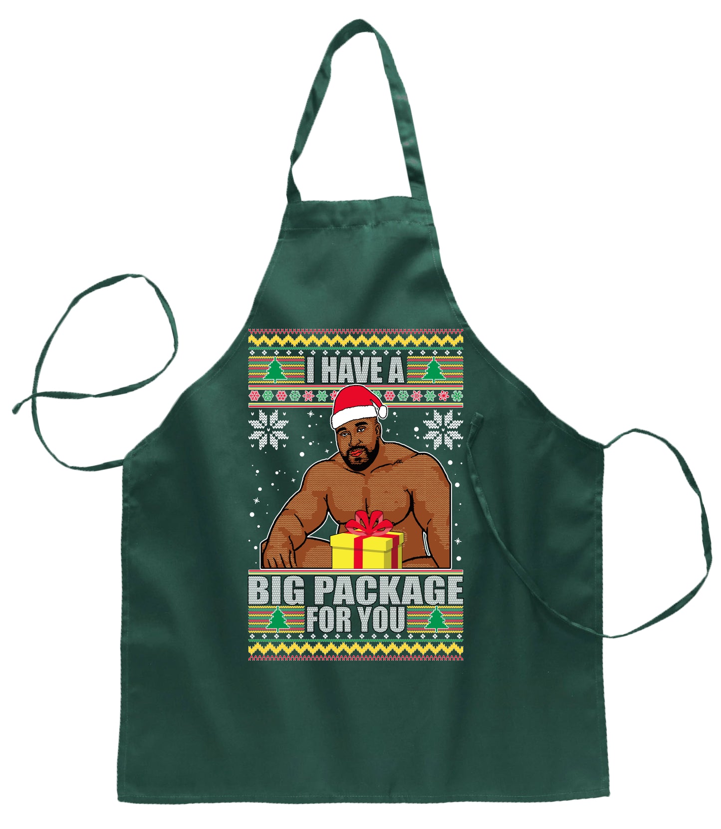 I Have A Big Package Meme Barry Wood Ugly Christmas Sweater Ugly Christmas Butcher Graphic Apron for Kitchen BBQ Grilling Cooking