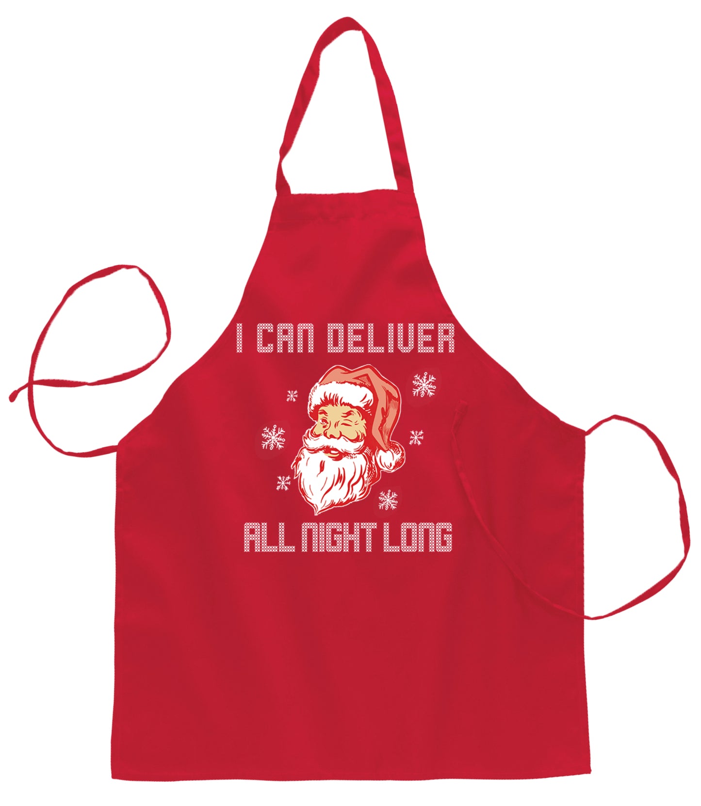 I Can Deliver All Night Long Santa Winking Ugly Christmas Sweater Ugly Christmas Butcher Graphic Apron for Kitchen BBQ Grilling Cooking
