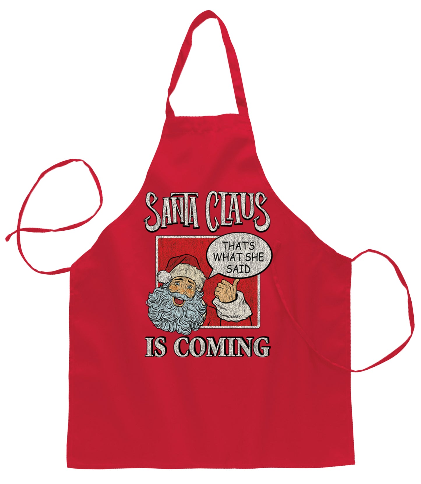 Santa Claus is Coming, That's What She Said Ugly Christmas Sweater Ugly Christmas Butcher Graphic Apron for Kitchen BBQ Grilling Cooking