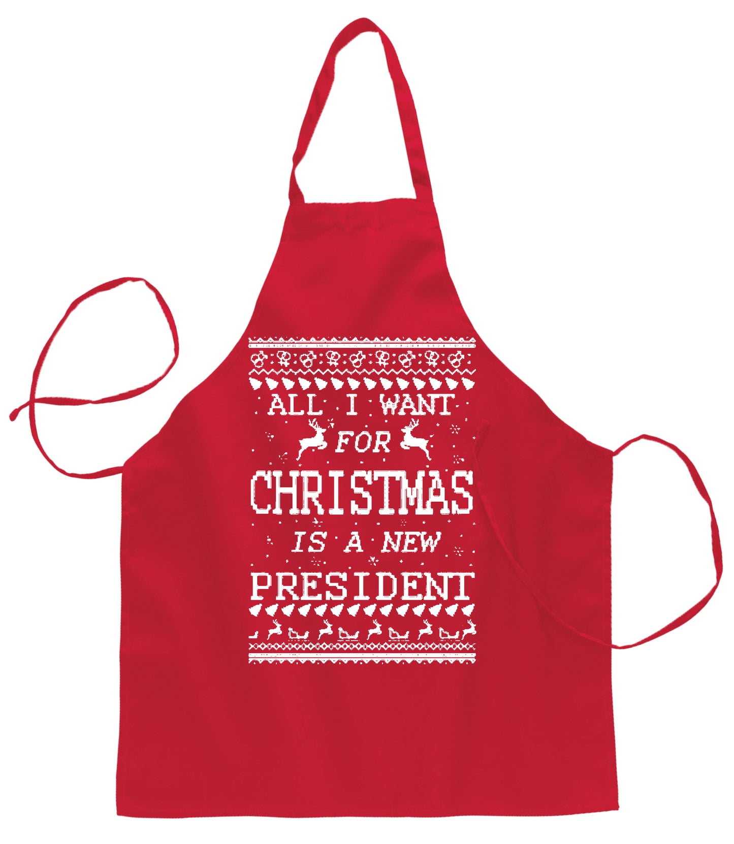 Ugly Ugly Christmas All I Want for Christmas is A New President Ugly Christmas Sweater Ugly Christmas Butcher Graphic Apron for Kitchen BBQ Grilling Cooking