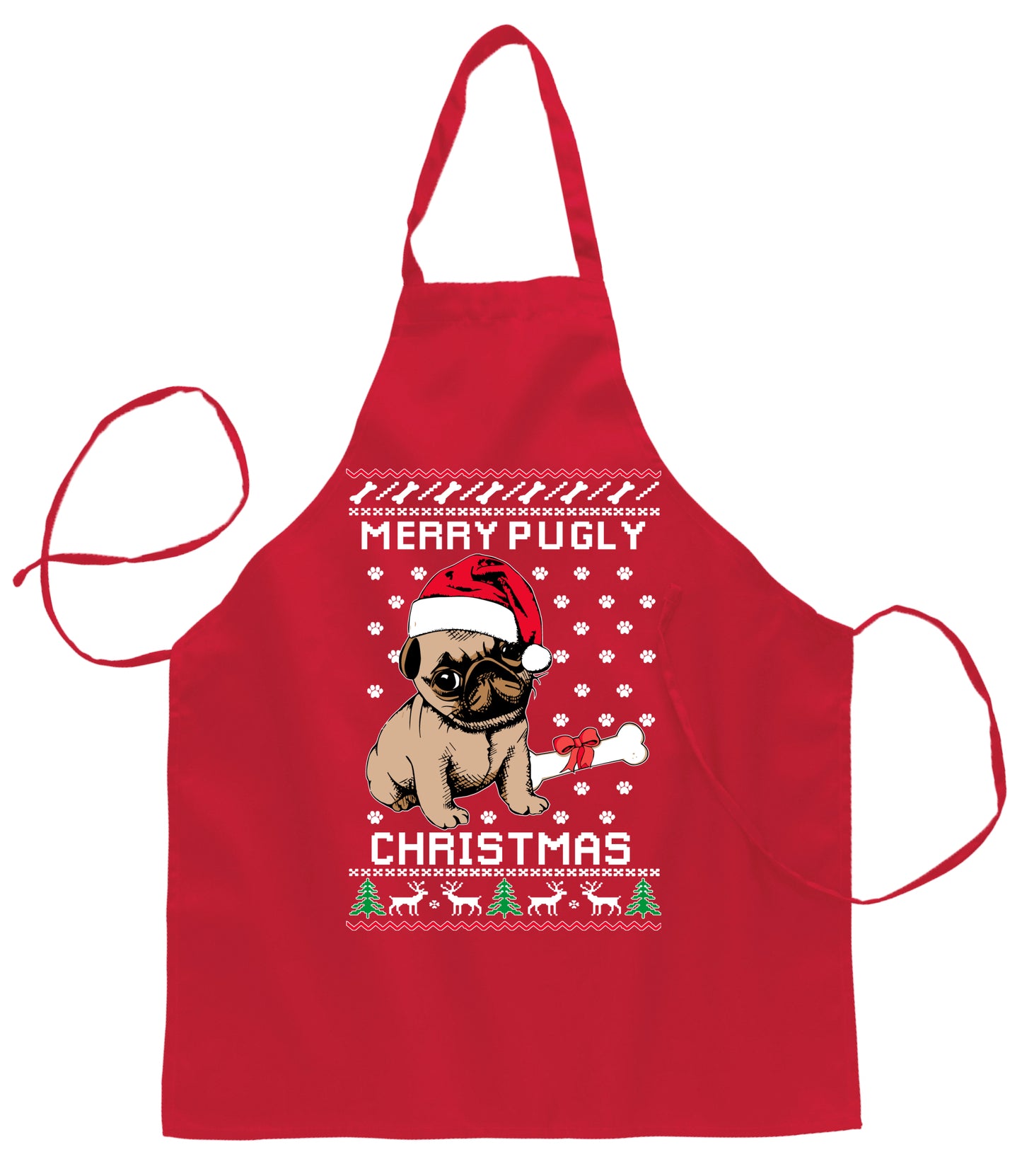 Ugly Ugly Christmas Merry Pugly Christmas Ugly Christmas Sweater Ugly Christmas Butcher Graphic Apron for Kitchen BBQ Grilling Cooking