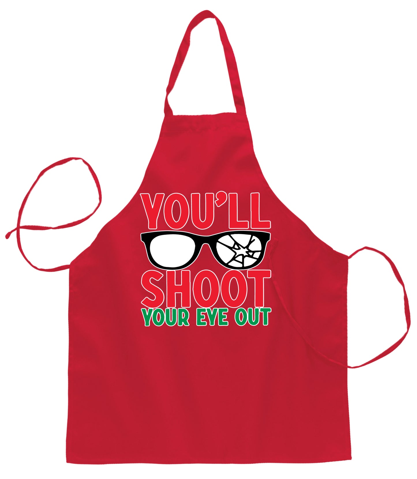 You'll Shoot Your Eye Out Movie Parody Ugly Christmas Sweater Ugly Christmas Butcher Graphic Apron for Kitchen BBQ Grilling Cooking