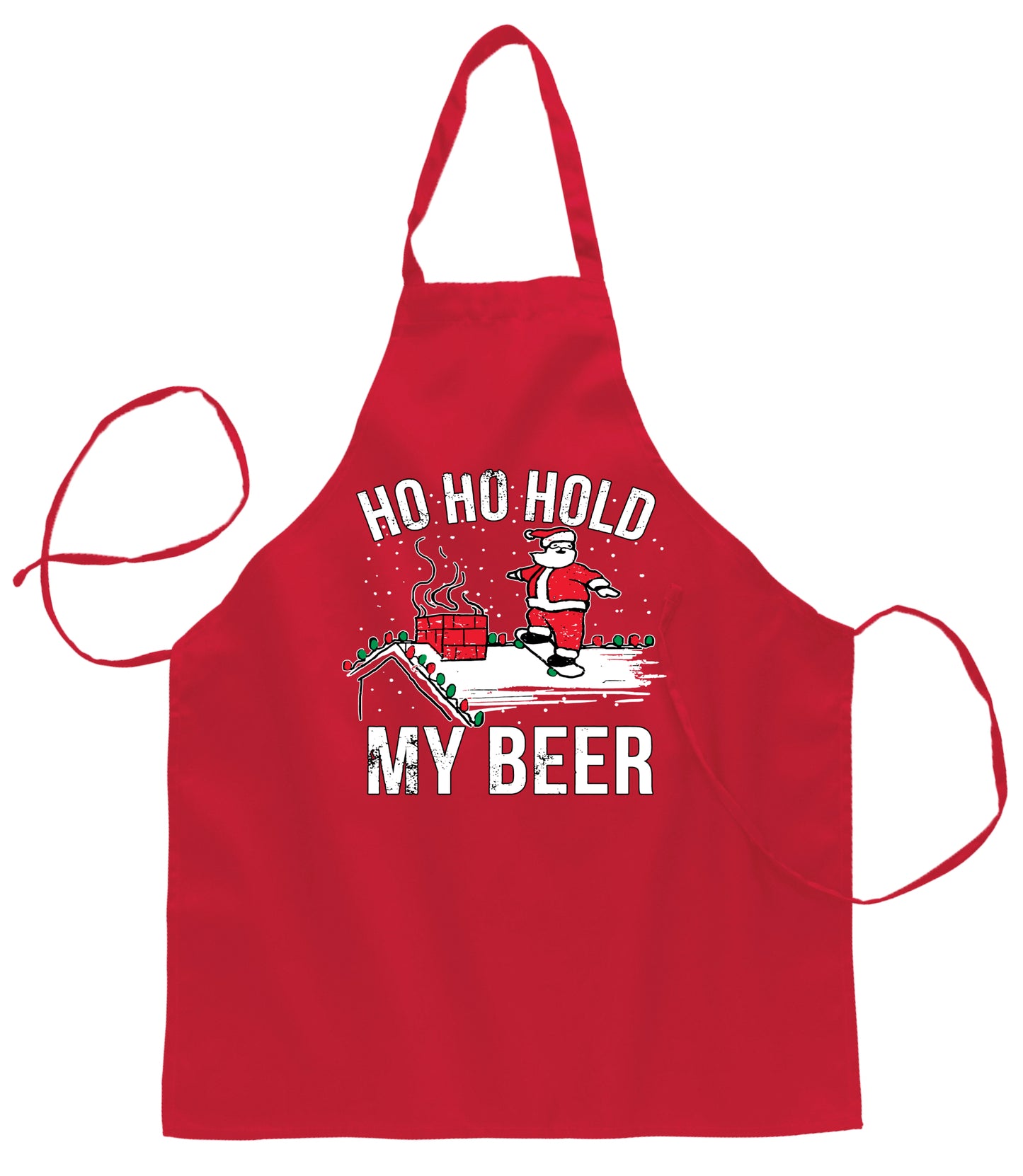 Ugly Ugly Christmas Ho Ho Hold My Beer Skateboarding Santa Christmas Ugly Christmas Sweater Ugly Christmas Butcher Graphic Apron for Kitchen BBQ Grilling Cooking
