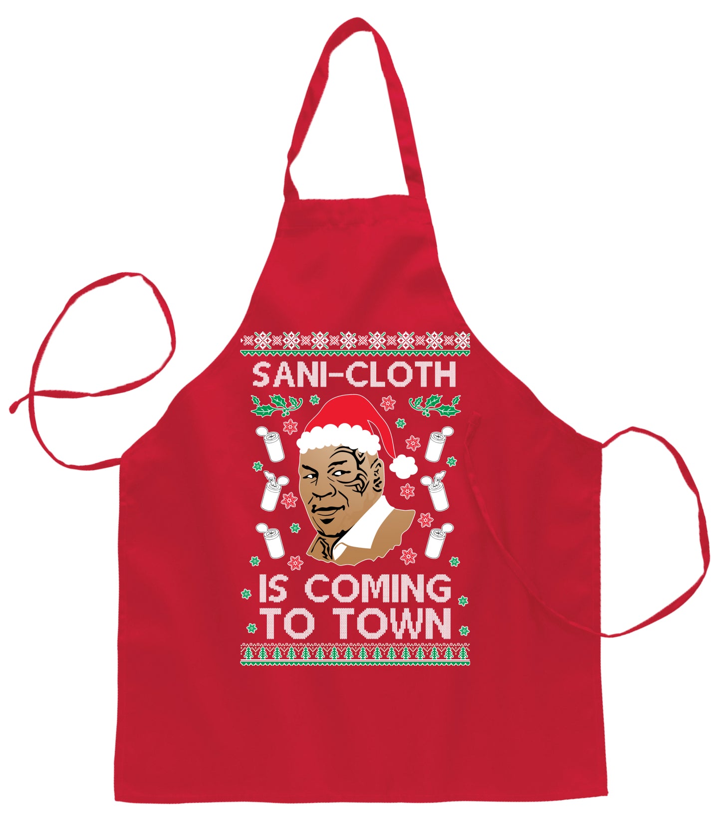 Sani Cloth is Coming to Town Christmas Ugly Christmas Sweater Ugly Christmas Butcher Graphic Apron for Kitchen BBQ Grilling Cooking