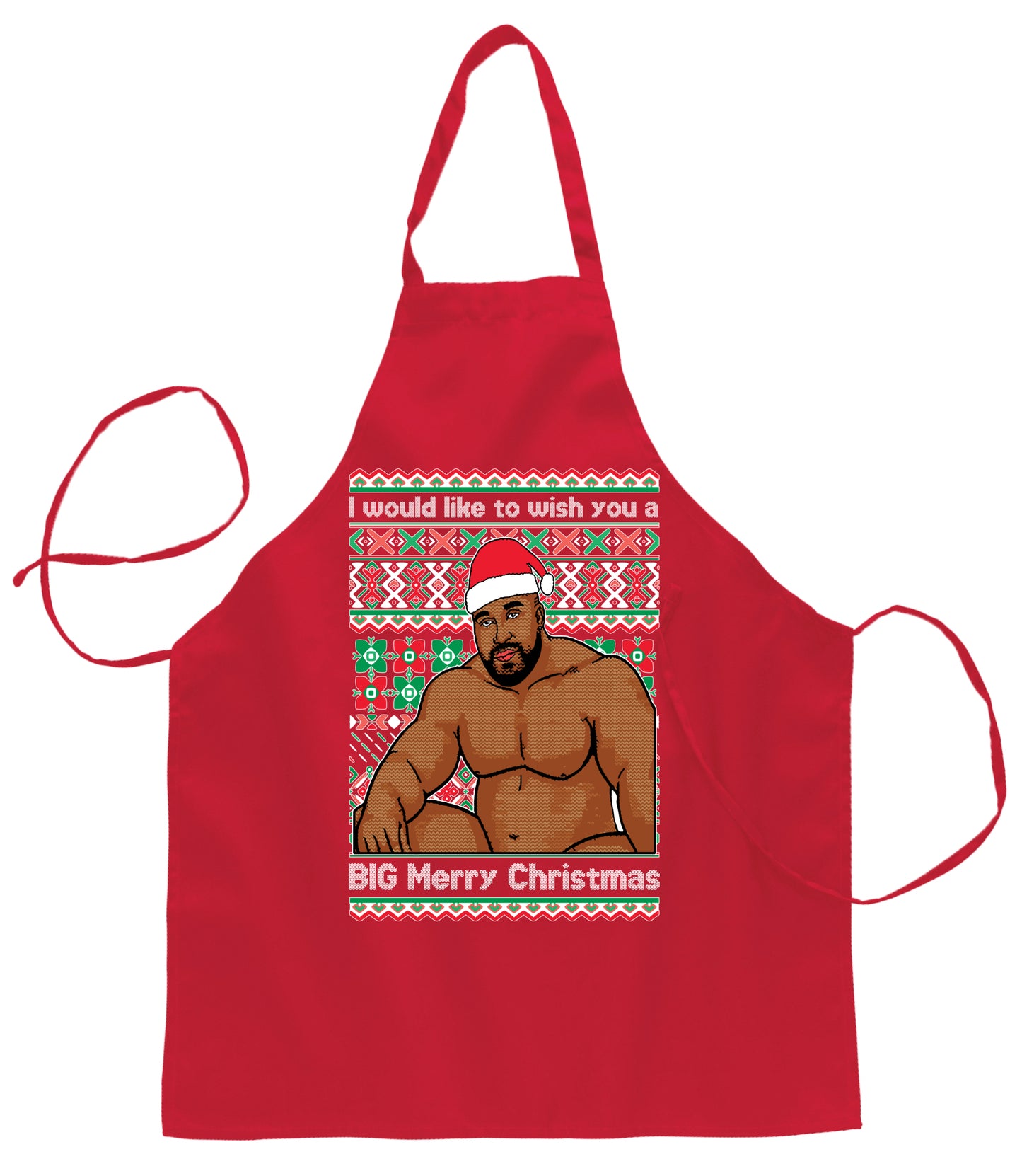 Wood Meme Wish You A Big Merry Ugly Christmas Sweater Ugly Christmas Butcher Graphic Apron for Kitchen BBQ Grilling Cooking
