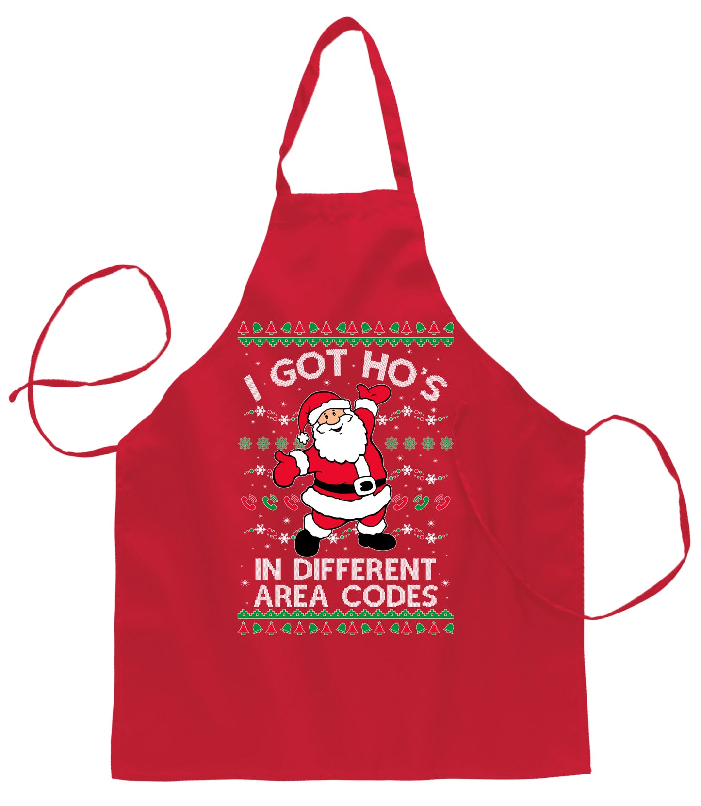 I Got Ho's in Different Area Codes Funny Santa Xmas Christmas Ugly Christmas Sweater Ugly Christmas Butcher Graphic Apron for Kitchen BBQ Grilling Cooking