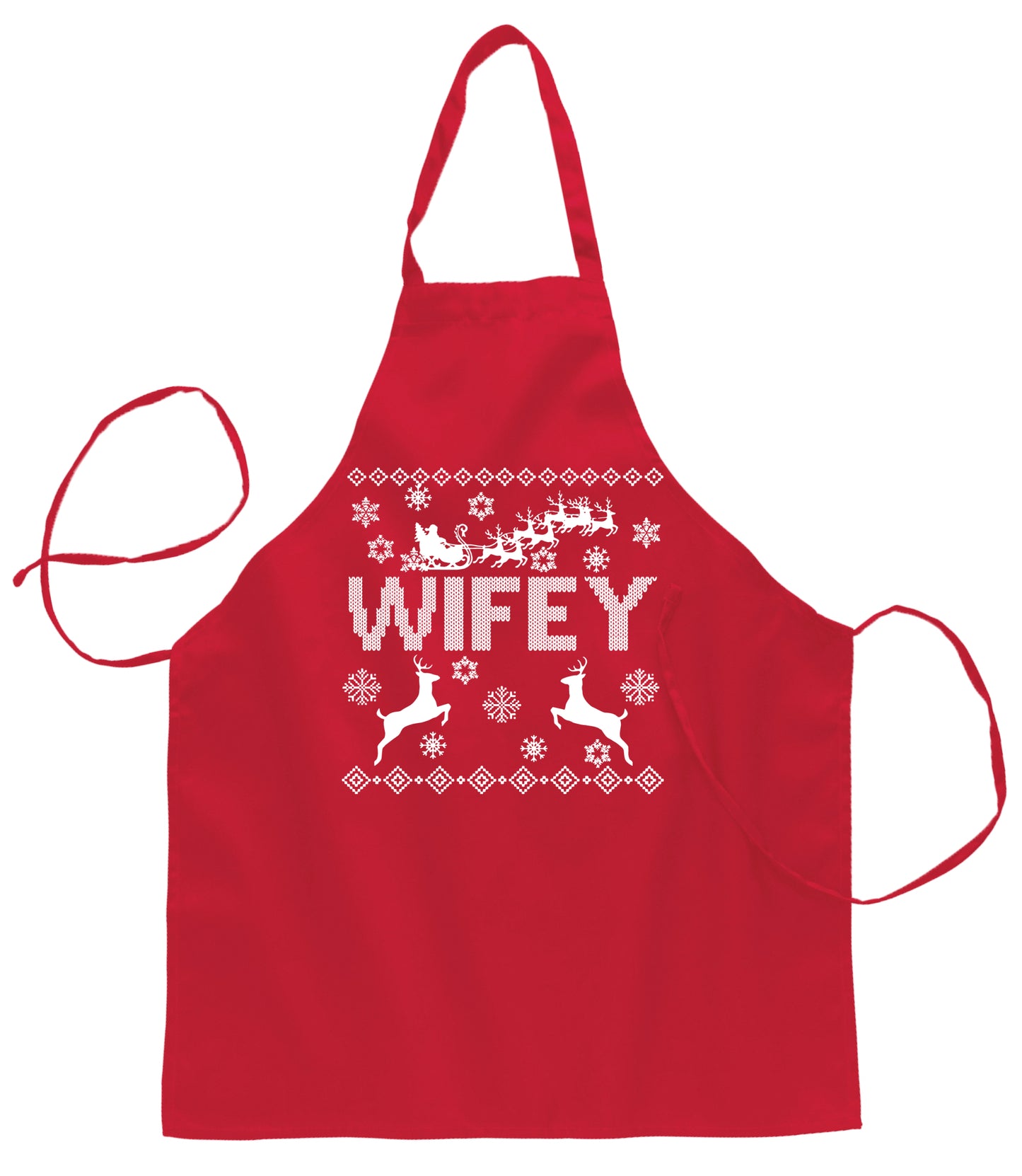 Christmas Wifey Love Christmas Ugly Christmas Sweater Ugly Christmas Butcher Graphic Apron for Kitchen BBQ Grilling Cooking
