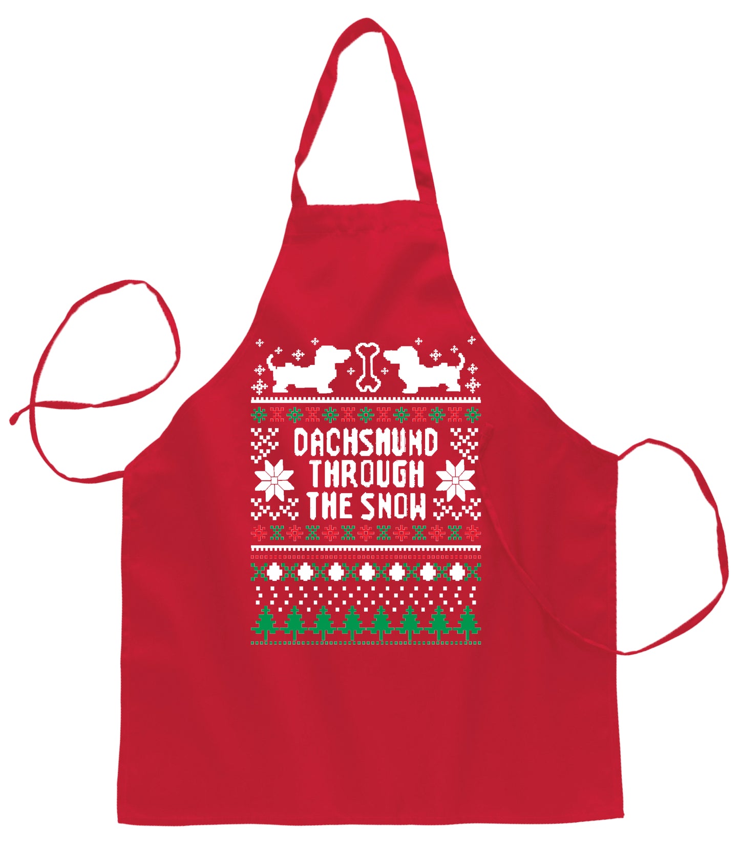 Ugly Ugly Christmas Daschund Through The Snow Christmas Ugly Christmas Sweater Ugly Christmas Butcher Graphic Apron for Kitchen BBQ Grilling Cooking