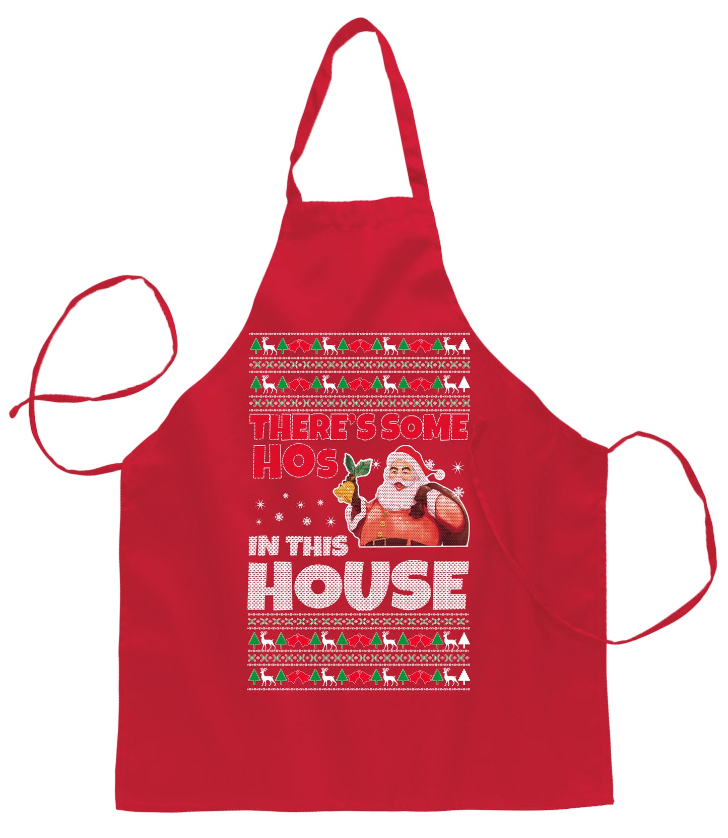 There is Some Hos in The House Christmas Ugly Christmas Sweater Ugly Christmas Butcher Graphic Apron for Kitchen BBQ Grilling Cooking