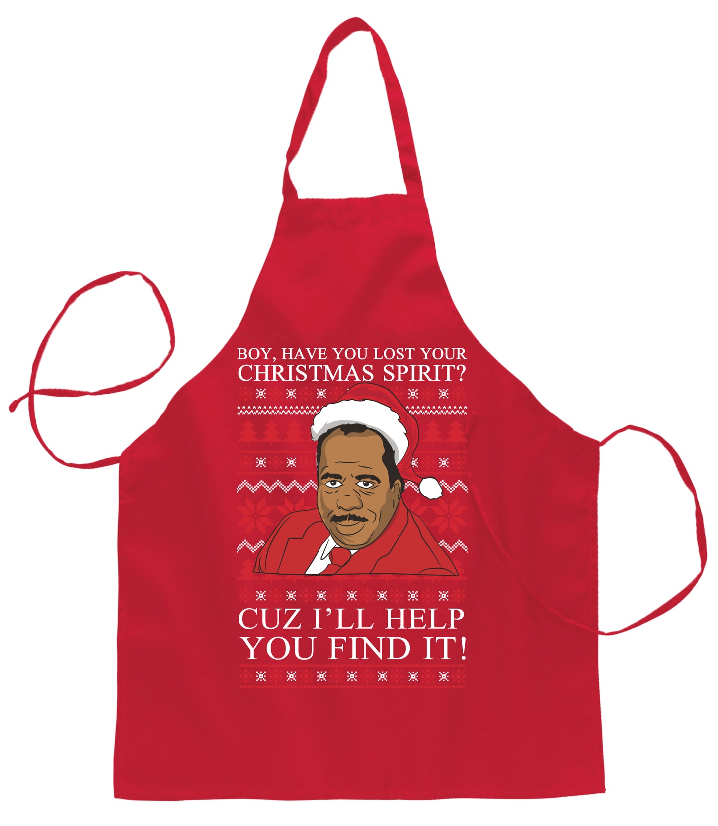 Christmas Spirit I'll Help You Find It Stanley Hudson Christmas Ugly Christmas Sweater Ugly Christmas Butcher Graphic Apron for Kitchen BBQ Grilling Cooking