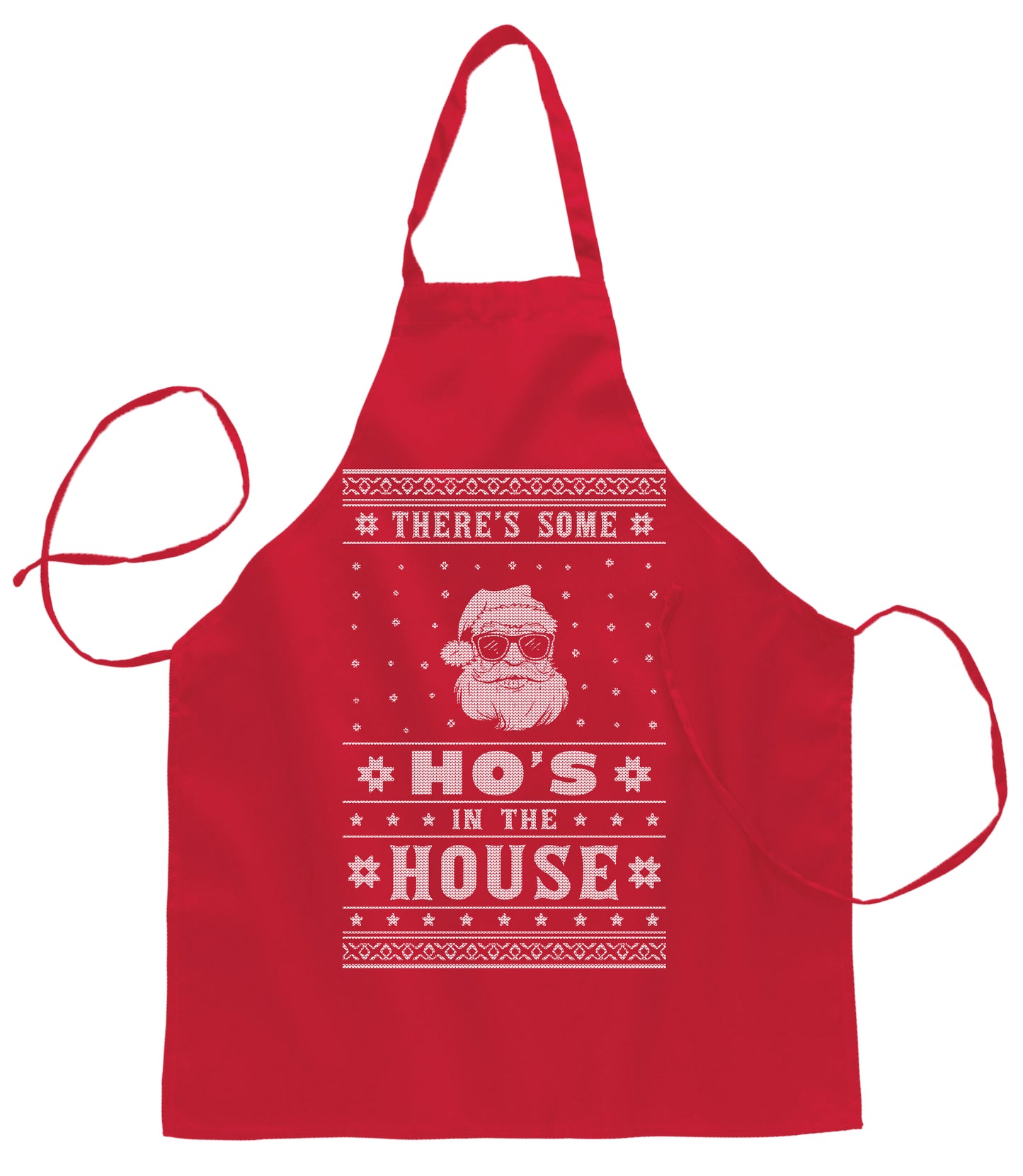 Theres Some Hos in The House Santa Christmas Ugly Christmas Sweater Ugly Christmas Butcher Graphic Apron for Kitchen BBQ Grilling Cooking