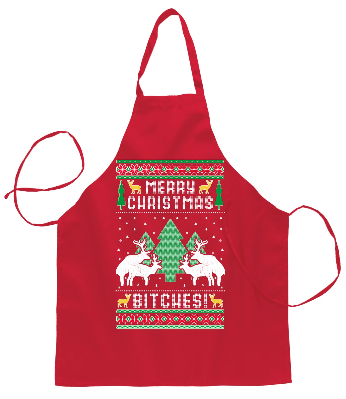Ugly Ugly Christmas Merry Christmas Bitches Christmas Ugly Christmas Sweater Ugly Christmas Butcher Graphic Apron for Kitchen BBQ Grilling Cooking