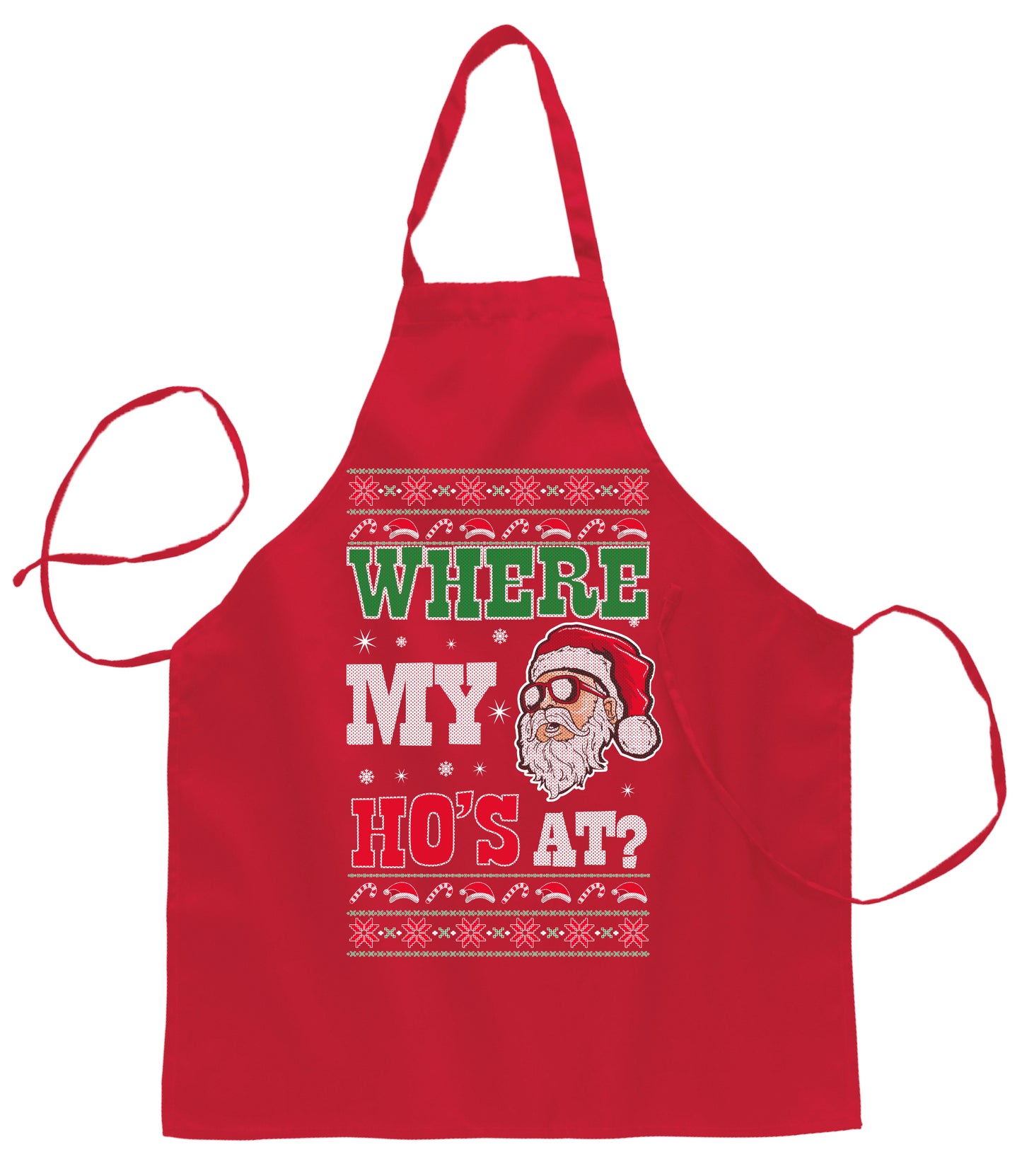 Ugly Ugly Christmas Where My Hos at Santa Christmas Ugly Christmas Sweater Ugly Christmas Butcher Graphic Apron for Kitchen BBQ Grilling Cooking