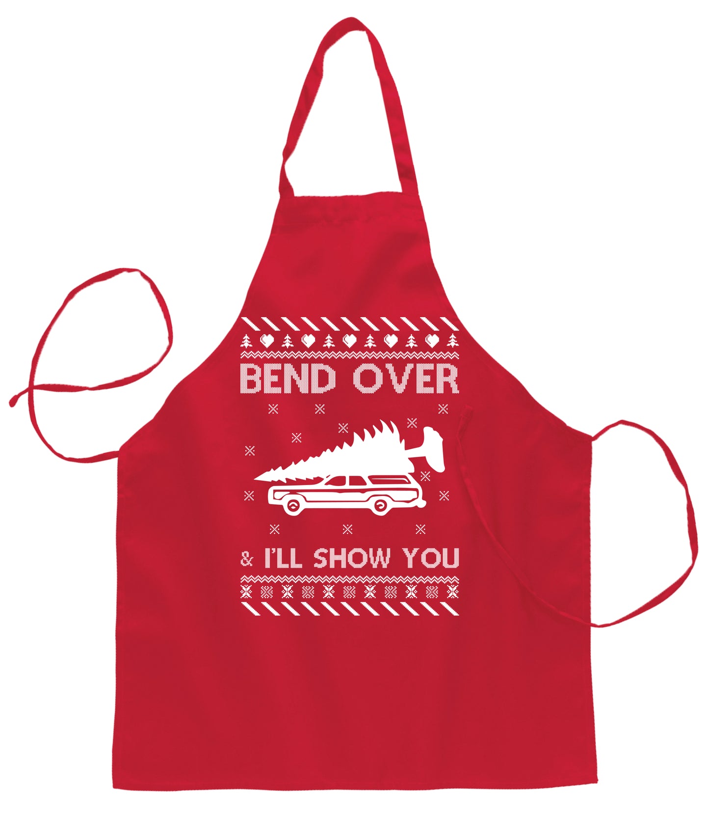 Ugly Ugly Christmas Bend Over I'll Show You Ugly Christmas Sweater Ugly Christmas Butcher Graphic Apron for Kitchen BBQ Grilling Cooking