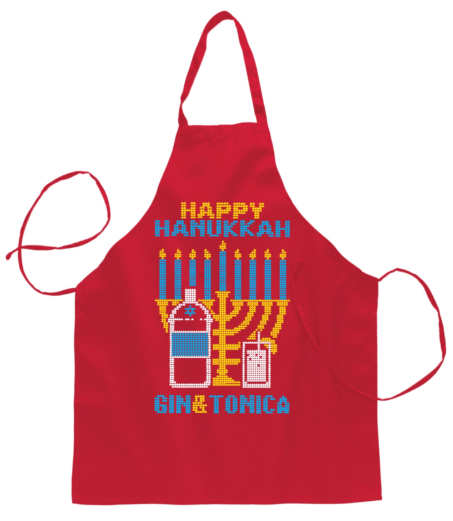 Ugly Ugly Christmas Happy Hanukkah Gin & Tonica Hanukkah Christmas Ugly Christmas Sweater Ugly Christmas Butcher Graphic Apron for Kitchen BBQ Grilling Cooking