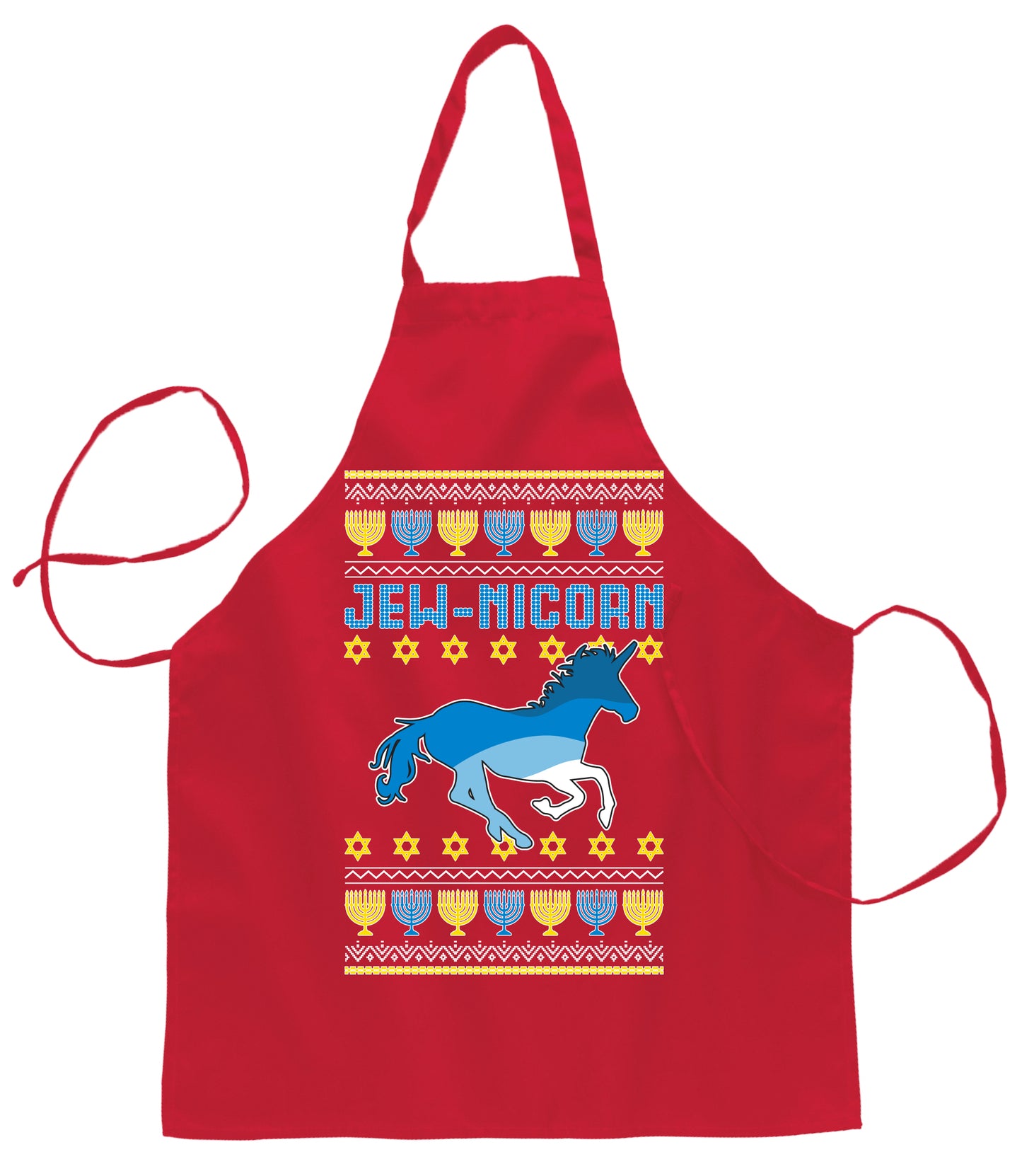 Jewnicorn Jewish Unicorn Funny Hanukkah Hanukkah Christmas Ugly Christmas Sweater Ugly Christmas Butcher Graphic Apron for Kitchen BBQ Grilling Cooking