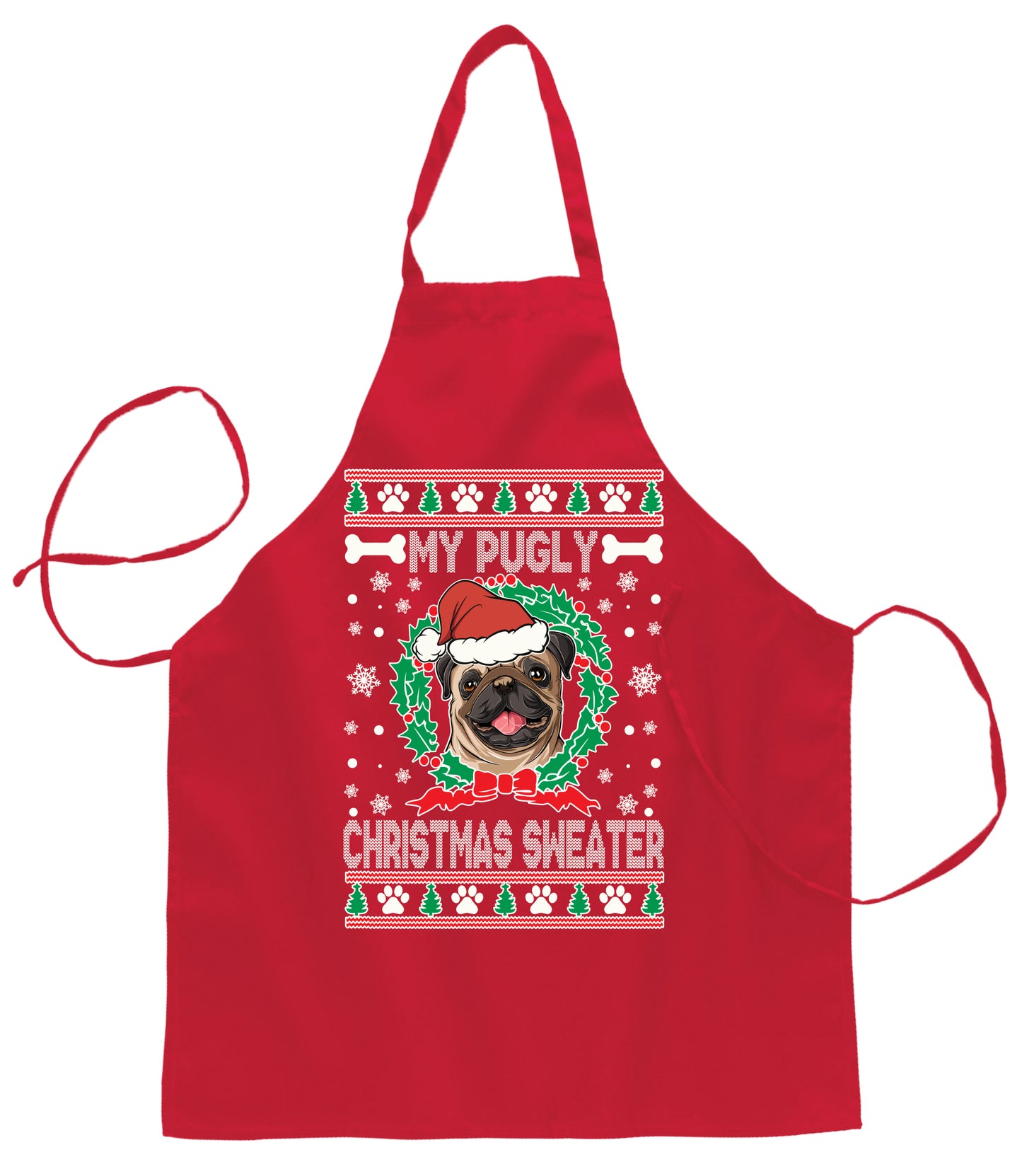 Ugly Ugly Christmas My Pugly Christmas Sweater Ugly Christmas Sweater Ugly Christmas Butcher Graphic Apron for Kitchen BBQ Grilling Cooking