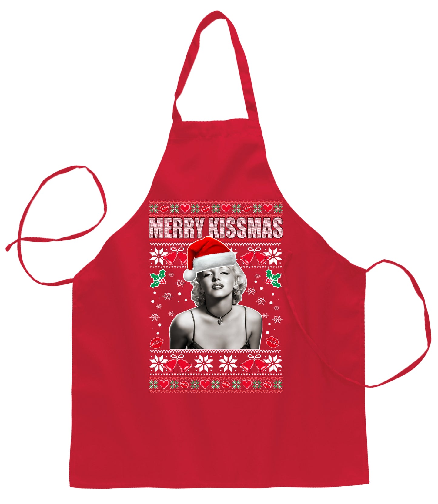 Ugly Ugly Christmas Merry Kissmas Ugly Christmas Sweater Ugly Christmas Butcher Graphic Apron for Kitchen BBQ Grilling Cooking