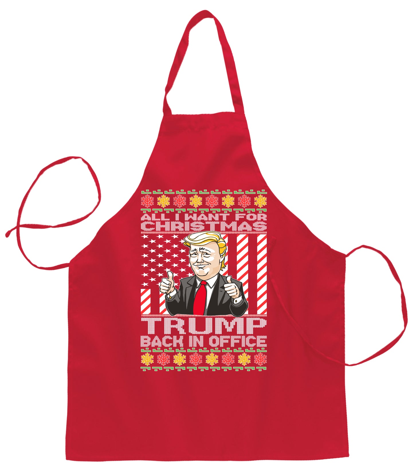 All I Want for Christmas is Trump Back in Office Ugly Christmas Sweater Ugly Christmas Butcher Graphic Apron for Kitchen BBQ Grilling Cooking