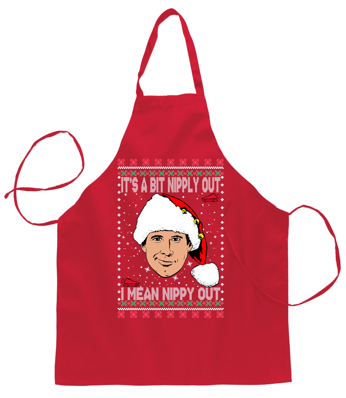 Clark Grizwald It's A Bit Nipply Out Ugly Christmas Sweater Ugly Christmas Butcher Graphic Apron for Kitchen BBQ Grilling Cooking