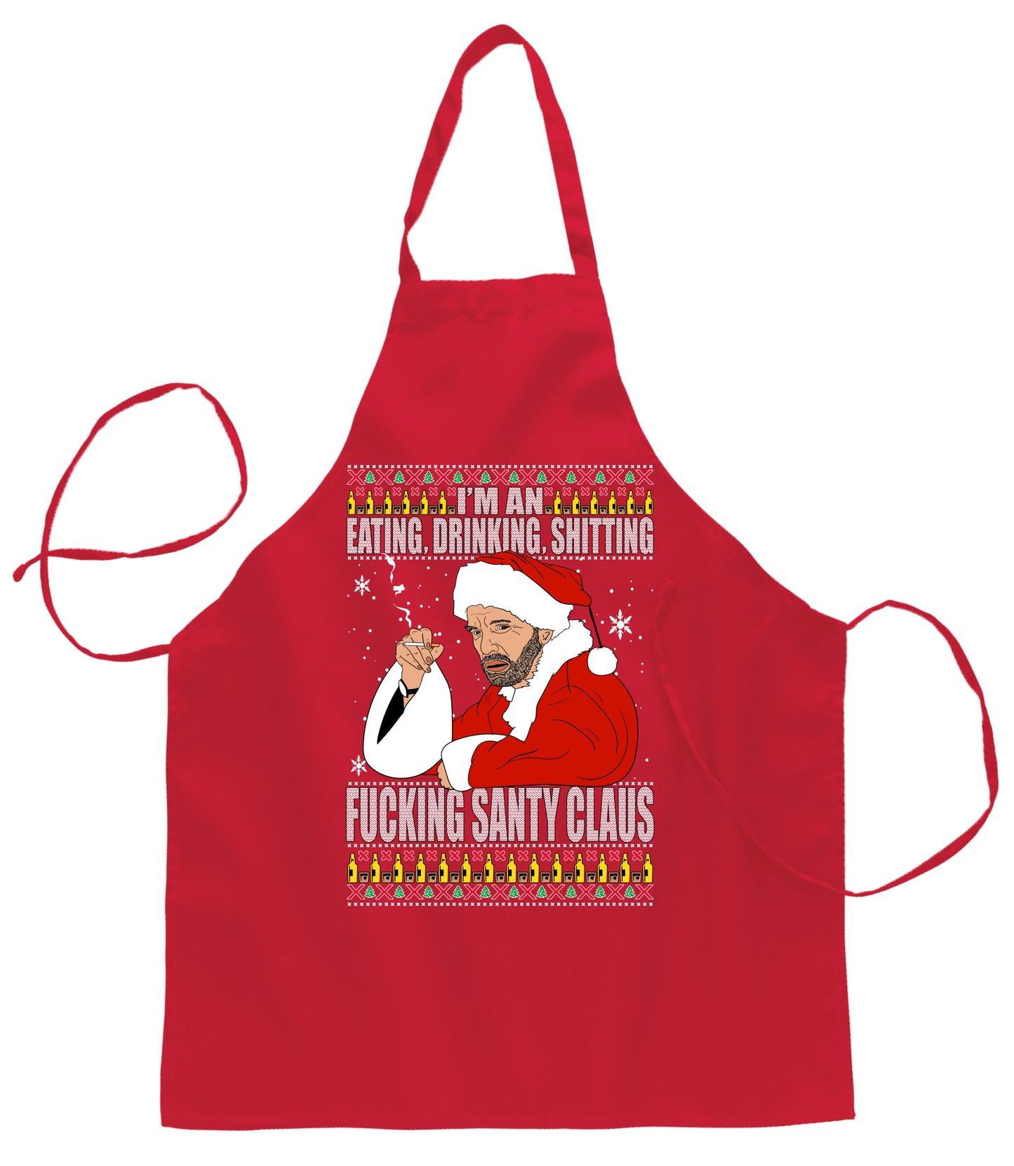 Ugly Ugly Christmas Bad Santa Fucking Santy Claus Ugly Christmas Sweater Ugly Christmas Butcher Graphic Apron for Kitchen BBQ Grilling Cooking