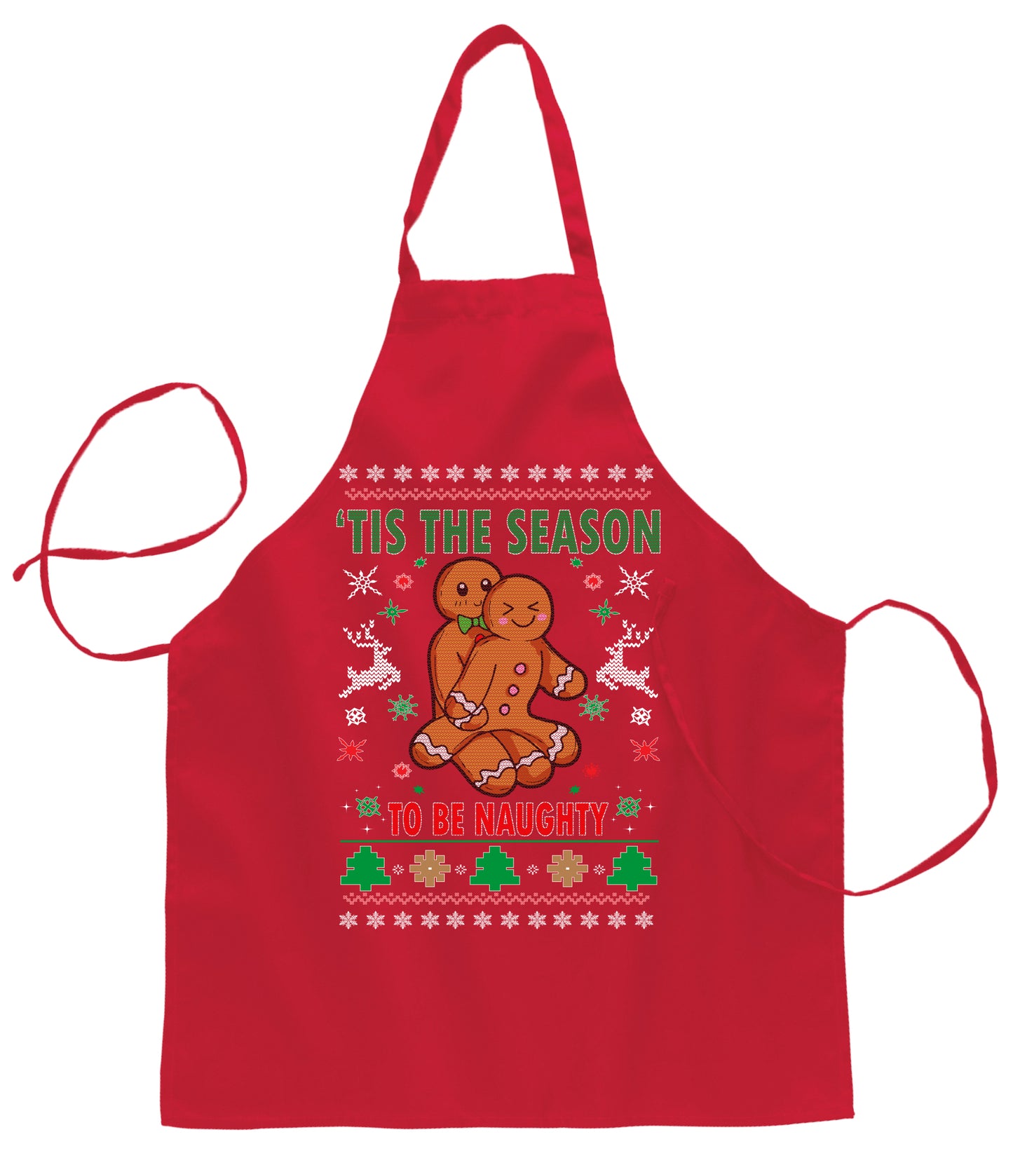 Tis' The Season to Be Naughty Ugly Christmas Sweater Ugly Christmas Butcher Graphic Apron for Kitchen BBQ Grilling Cooking