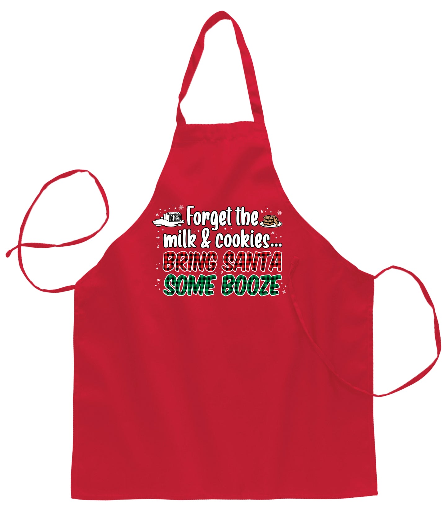 Ugly Ugly Christmas Forget The Milk &Cookies Bring Santa Some Booze Apron for Kitchen Cooking Ugly Christmas Sweater Ugly Christmas Butcher Graphic Apron for Kitchen BBQ Grilling Cooking
