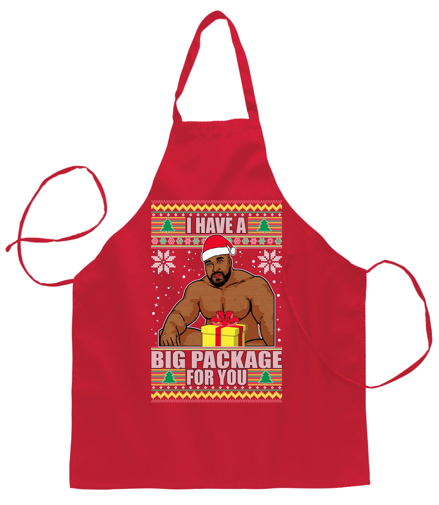 I Have A Big Package Meme Barry Wood Ugly Christmas Sweater Ugly Christmas Butcher Graphic Apron for Kitchen BBQ Grilling Cooking