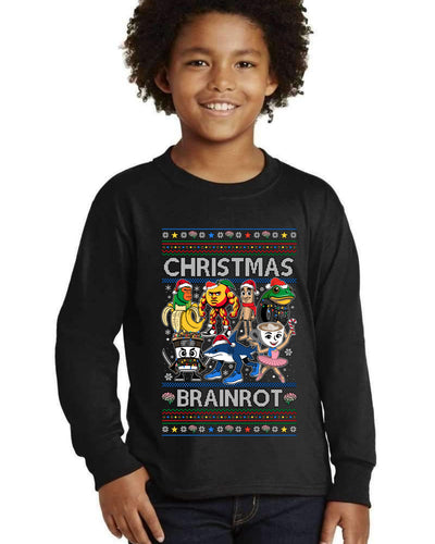 Christmas Brainrot Ugly Christmas Sweater For Kids | Youth Longsleeve Shirt