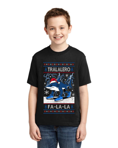 Tralalero Fa La La Brainrot Ugly Christmas Sweater For Kids | Unisex Boys Girls Graphic Youth T-Shirt