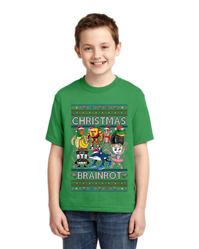 Christmas Brainrot Ugly Christmas Sweater For Kids | Unisex Boys Girls Graphic Youth T-Shirt