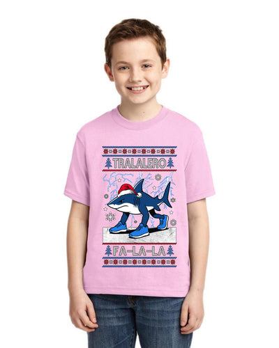 Tralalero Fa La La Brainrot Ugly Christmas Sweater For Kids | Unisex Boys Girls Graphic Youth T-Shirt