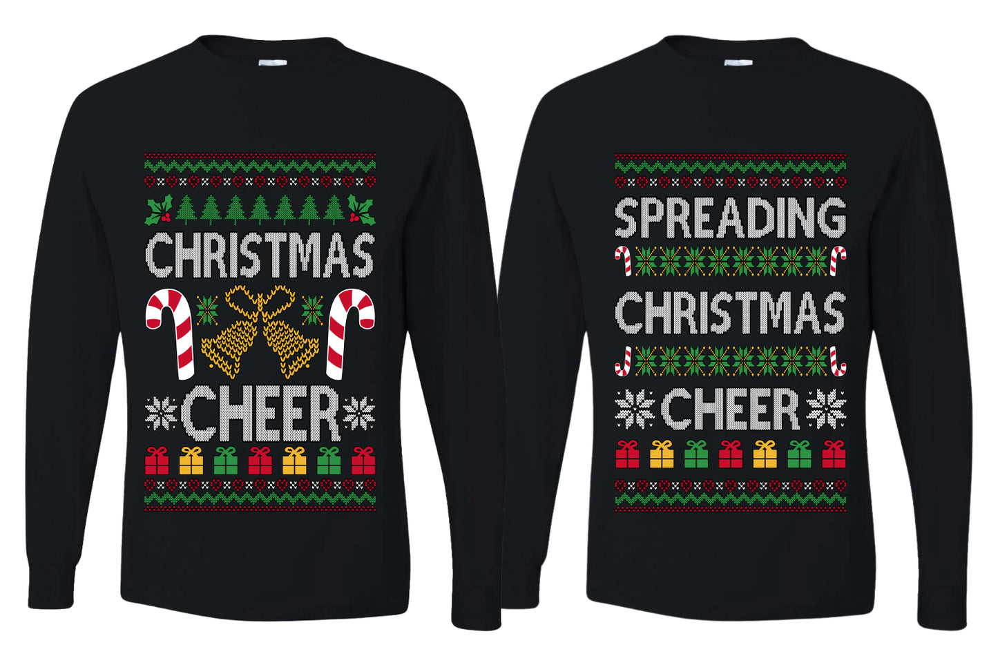 Spreading Christmas Cheer Sweater Girlfriend Boyfriend Gift His and Hers Matching Ugly Christmas Couple Long Sleeve Shirt