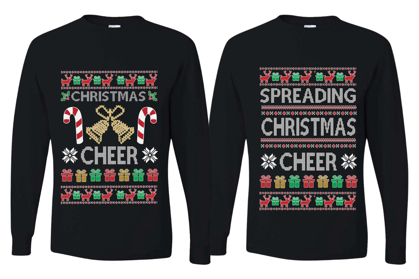 Spreading Christmas Cheer Sweater Girlfriend Boyfriend Gift His and Hers Matching Ugly Christmas Couple Long Sleeve Shirt
