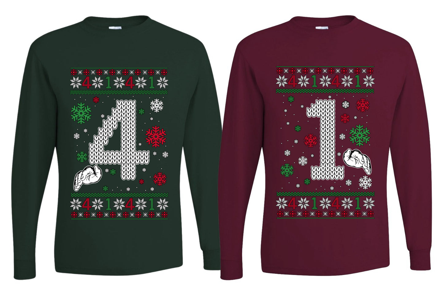 41 Combination Sweater Girlfriend Boyfriend Gift His and Hers Matching Ugly Christmas Couple Long Sleeve Shirt