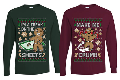 Freak On The Sheets Make Me Crumb Sweater Girlfriend Boyfriend Gift His and Hers Matching Ugly Christmas Couple Long Sleeve Shirt