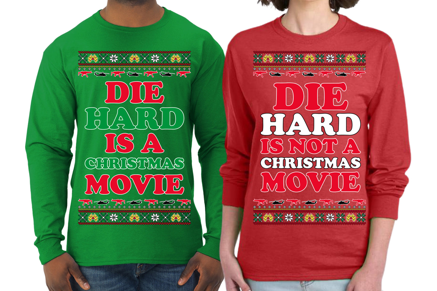 Die Hard is a Not Christmas Movie | McClane Nakatomi Matching His and Hers Couples Shirt  Girlfriend Boyfriend Gift His and Hers Matching Ugly Christmas Couple Long Sleeve Shirt