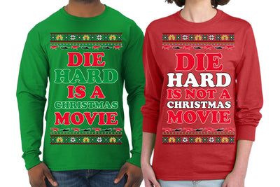 Die Hard is a Not Christmas Movie | McClane Nakatomi Matching His and Hers Couples Shirt  Girlfriend Boyfriend Gift His and Hers Matching Ugly Christmas Couple Long Sleeve Shirt