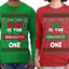 She is Naughty One, He is the Naughty One Funny Couples Shirt Girlfriend Boyfriend Gift His and Hers Matching Ugly Christmas Couple Long Sleeve Shirt