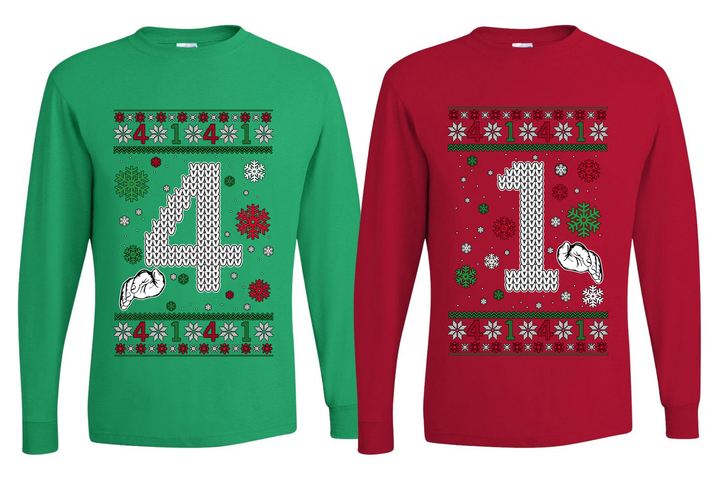 41 Combination Sweater Girlfriend Boyfriend Gift His and Hers Matching Ugly Christmas Couple Long Sleeve Shirt