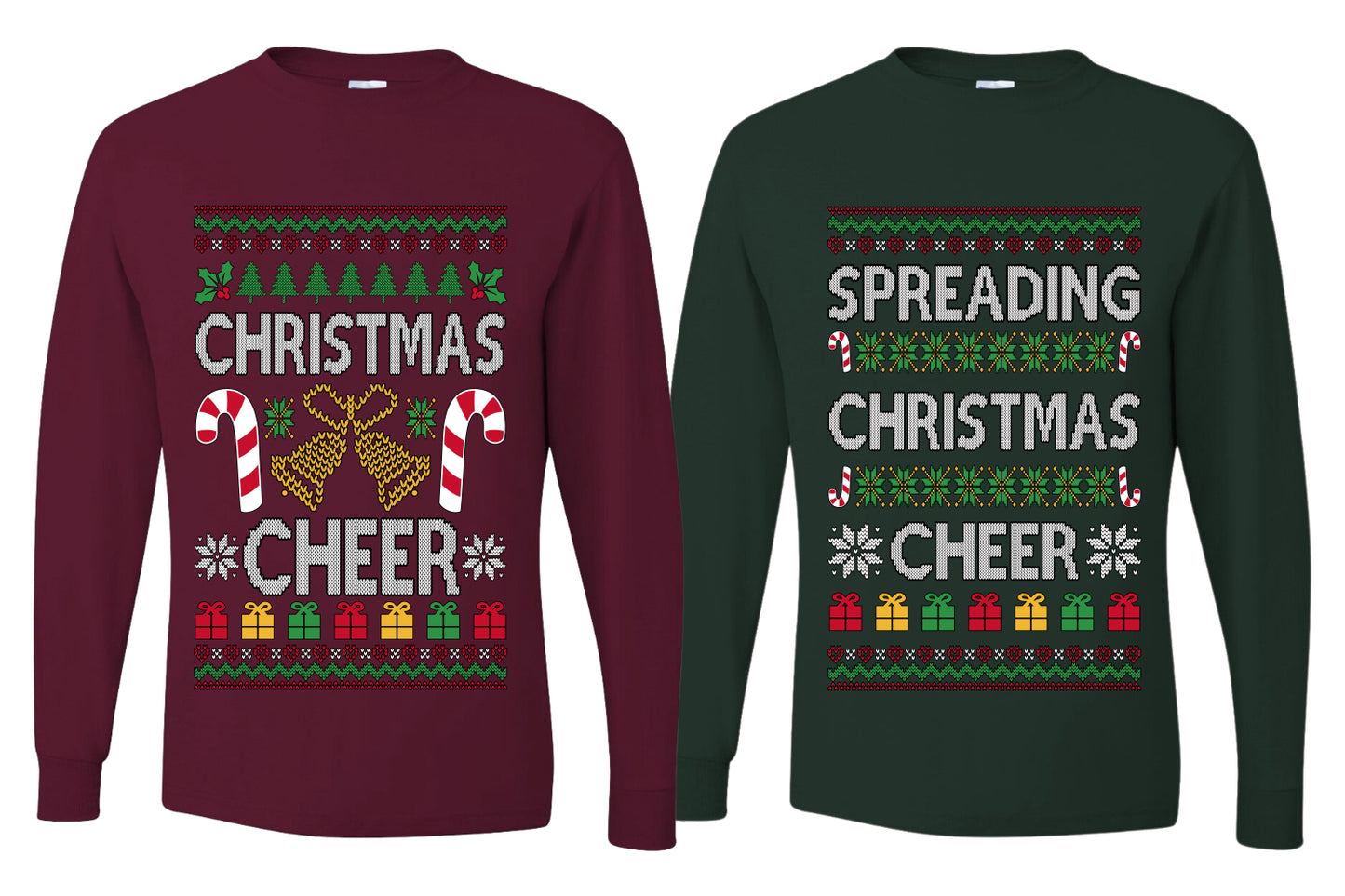 Spreading Christmas Cheer Sweater Girlfriend Boyfriend Gift His and Hers Matching Ugly Christmas Couple Long Sleeve Shirt