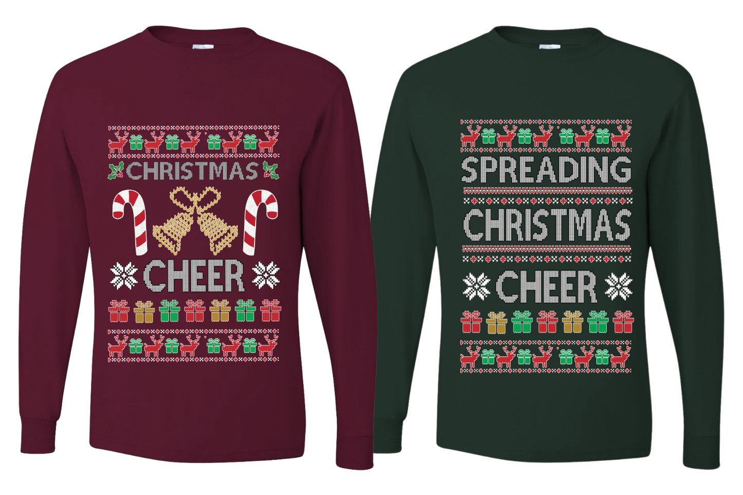 Spreading Christmas Cheer Sweater Girlfriend Boyfriend Gift His and Hers Matching Ugly Christmas Couple Long Sleeve Shirt