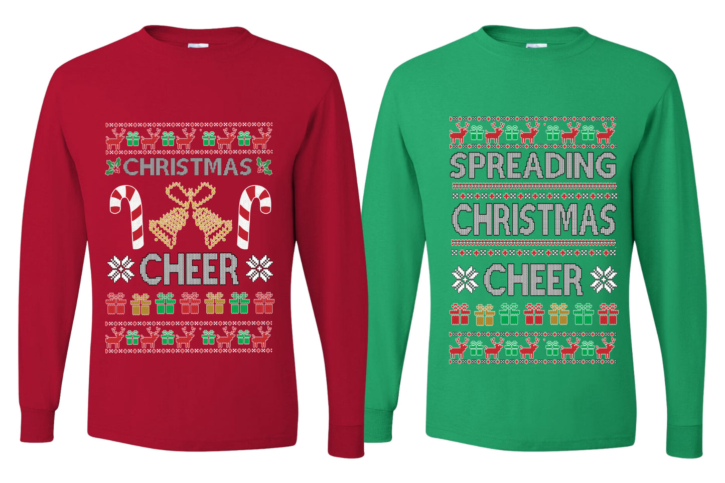 Spreading Christmas Cheer Sweater Girlfriend Boyfriend Gift His and Hers Matching Ugly Christmas Couple Long Sleeve Shirt