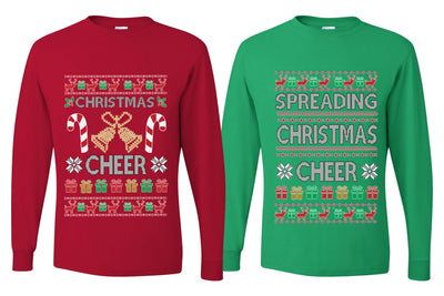 Spreading Christmas Cheer Sweater Girlfriend Boyfriend Gift His and Hers Matching Ugly Christmas Couple Long Sleeve Shirt