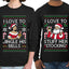 I Love To Stuff Her Stocking Jingle His Bells Sweater Girlfriend Boyfriend Gift His and Hers Matching Ugly Christmas Couple Long Sleeve Shirt
